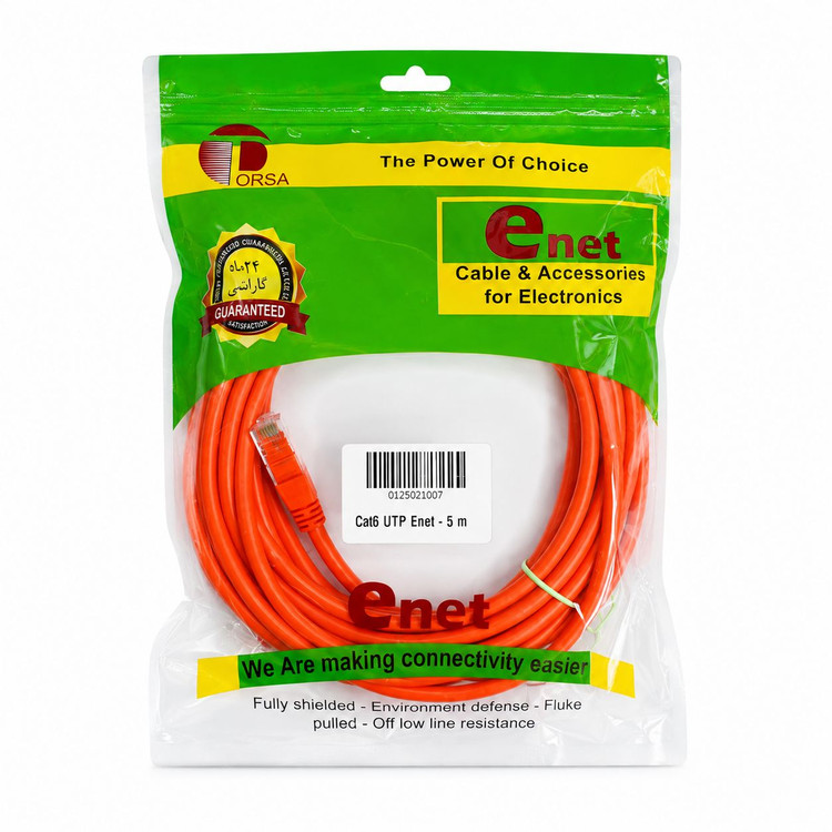 کابل شبکه Cat6 UTP Enet مدل 5 متری | کابل LAN پرسرعت با کانکتور RJ45